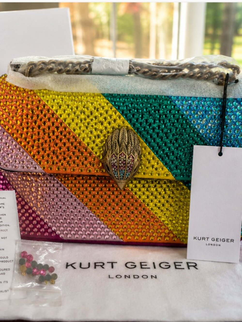 Kurt Geiger London Mini Kensington Rainbow Crystal Rhinestone Convertible Bag